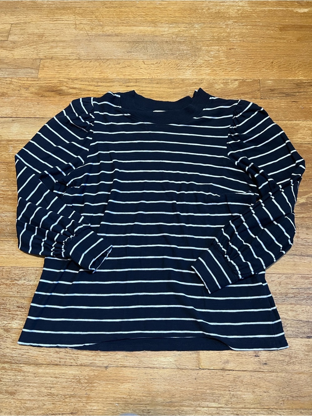 Nation LTD 100% Pima Cotton Long Sleeve Striped Shirt Navy White size small